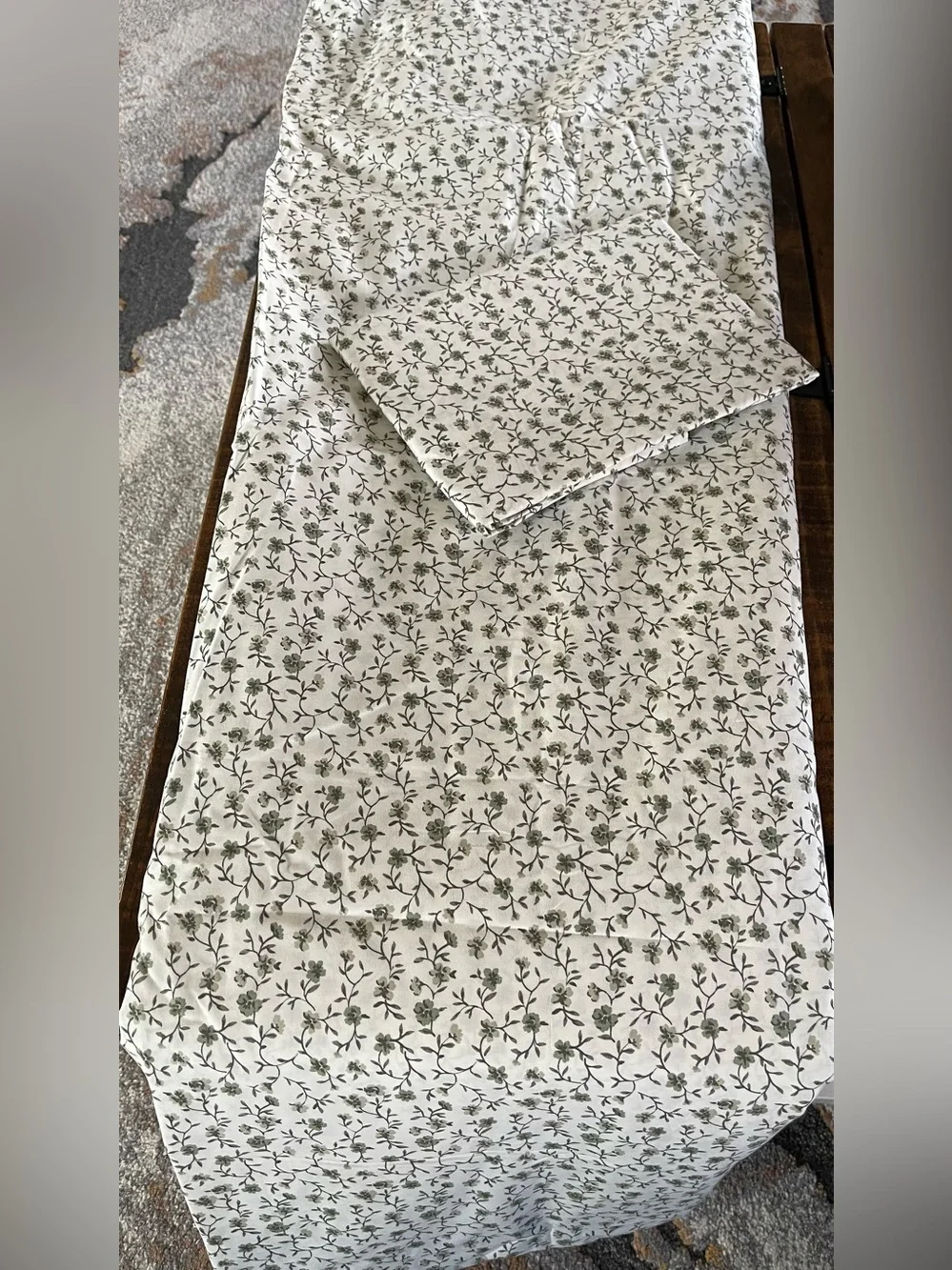 NWOT Quince Organic Crisp Percale 3 Pc Duvet Cover Set, K/Cal K (Green Florette)